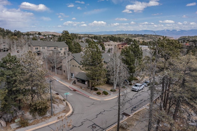 aerial view with a residential view and a mountain view