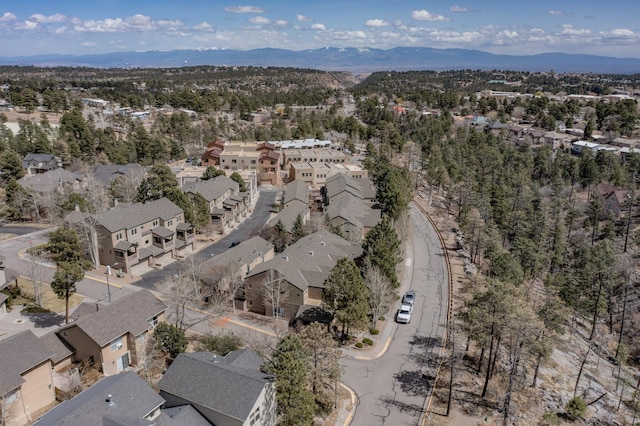 birds eye view of property with a residential view and a mountain view