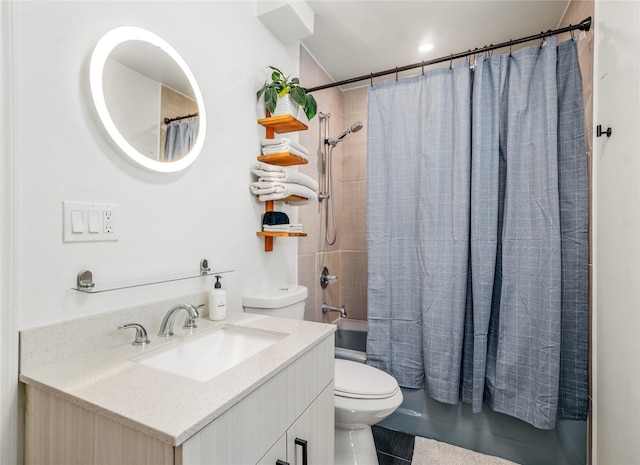 908 Rio Vista St, Santa Fe, NM 87501 - bathroom with toilet, shower / bath combo, and vanity