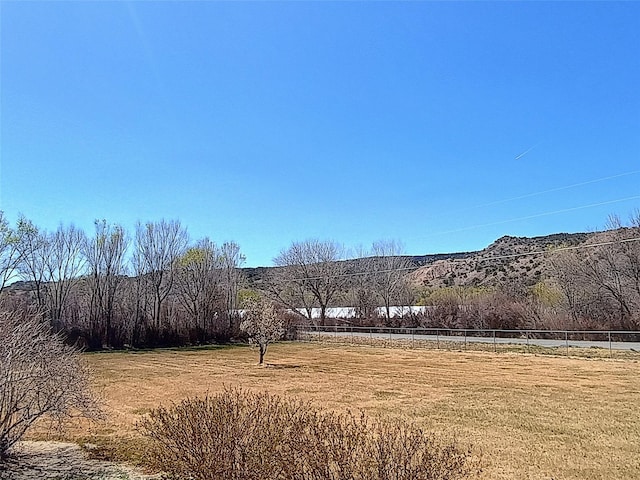 view of yard with fence and a rural view