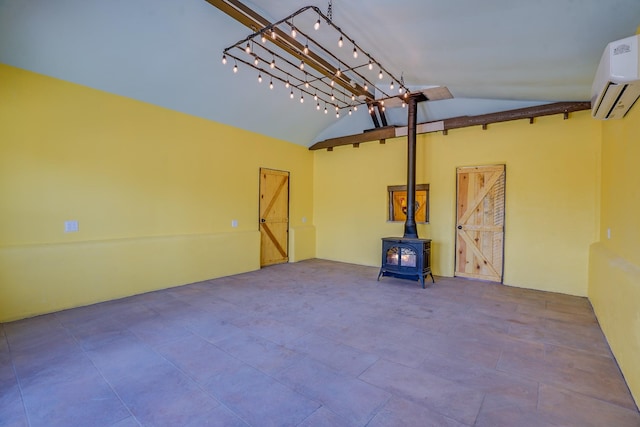 3112 Nm 14, Cerrillos, NM 87010 - garage with a wall unit AC and a wood stove