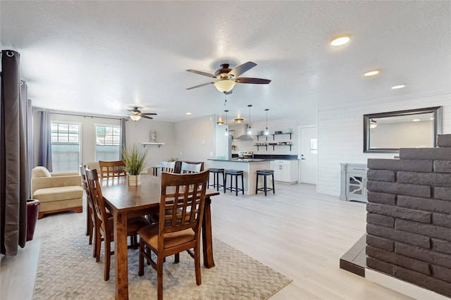 1221B N Orchard, Espanola, NM 87532 - dining room featuring ceiling fan, light wood finished floors, and recessed lighting