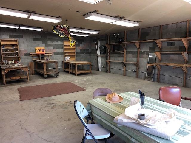 below grade area featuring a workshop area