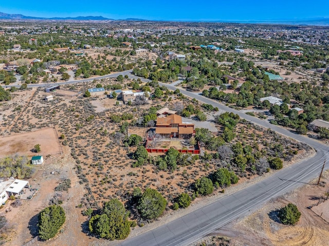 drone / aerial view featuring a mountain view