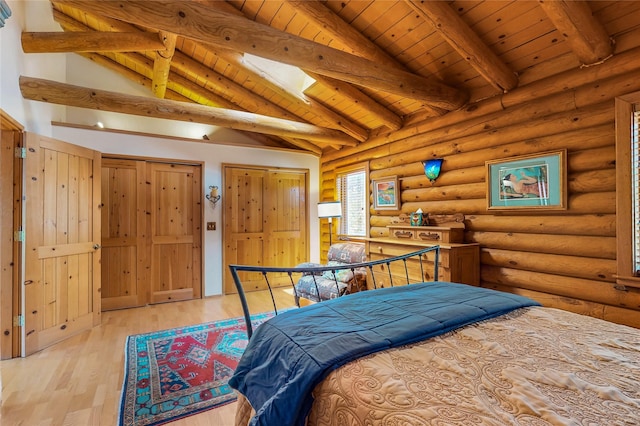 387 County Road B64, Pecos, NM 87552 - bedroom with wood ceiling and light wood finished floors
