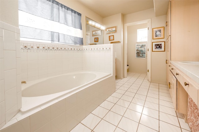 7496 Sagebrush Rd, Santa Fe, NM 87507 - full bathroom with vanity, tasteful backsplash, tile patterned flooring, and visible vents