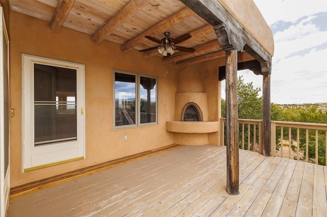 wooden deck with ceiling fan