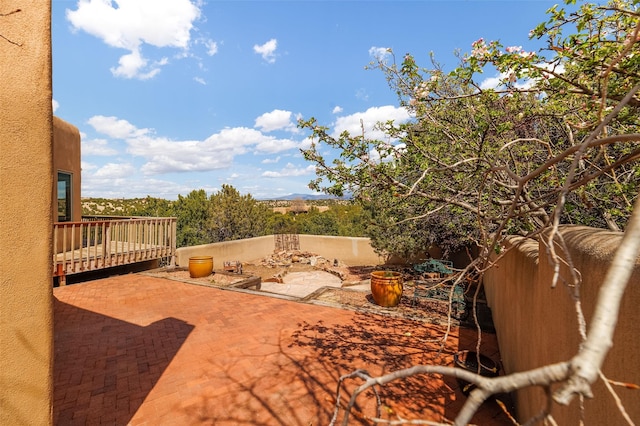 view of yard with a fenced backyard and a patio