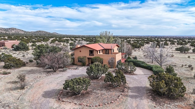 11 Sierra Lejana, Santa Fe, NM 87508 - birds eye view of property with view of desert and a mountain view