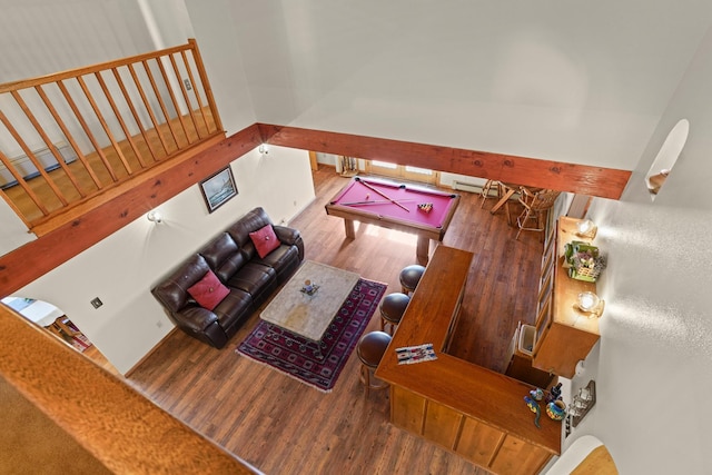 11 Sierra Lejana, Santa Fe, NM 87508 - living room with wood finished floors and pool table