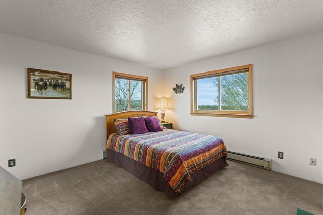 11 Sierra Lejana, Santa Fe, NM 87508 - carpeted bedroom with baseboard heating and a textured ceiling