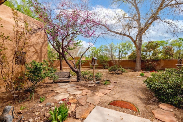 view of yard featuring a fenced backyard