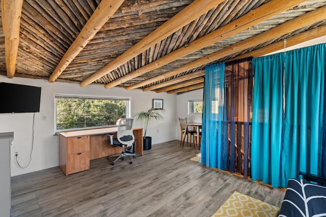 7689 Old Santa Fe Trl Unit C, Santa Fe, NM 87505 - home office with wood finished floors