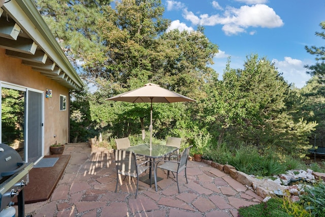 7689 Old Santa Fe Trl Unit C, Santa Fe, NM 87505 - view of patio featuring outdoor dining space and area for grilling