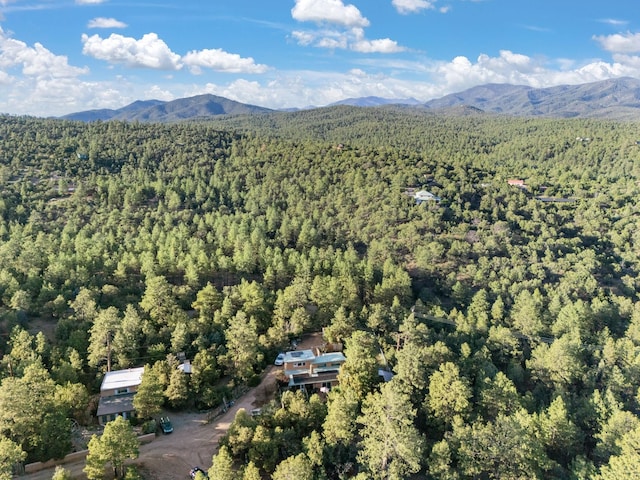 7689 Old Santa Fe Trl Unit C, Santa Fe, NM 87505 - aerial view featuring a mountain view and a view of trees