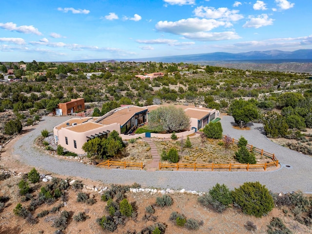 drone / aerial view with a mountain view