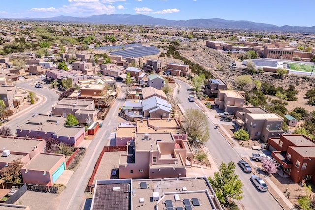 bird's eye view featuring a residential view and a mountain view