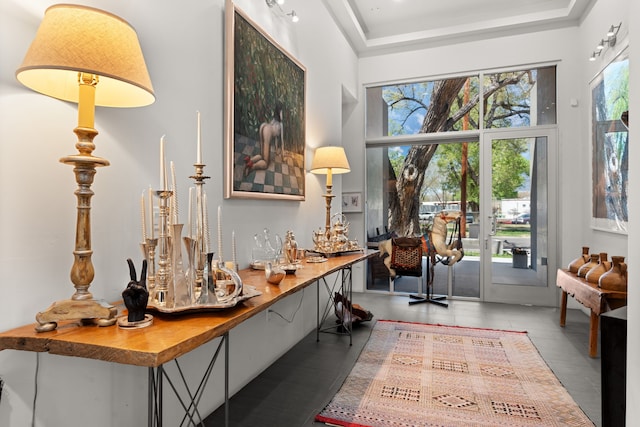office area featuring a wealth of natural light and tile patterned floors