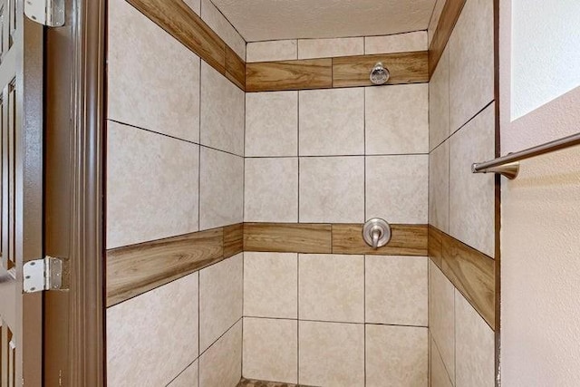 interior details featuring tiled shower