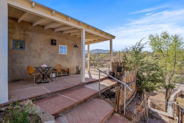 534 Hillside Ave, Santa Fe, NM 87501 - view of patio / terrace featuring a mountain view
