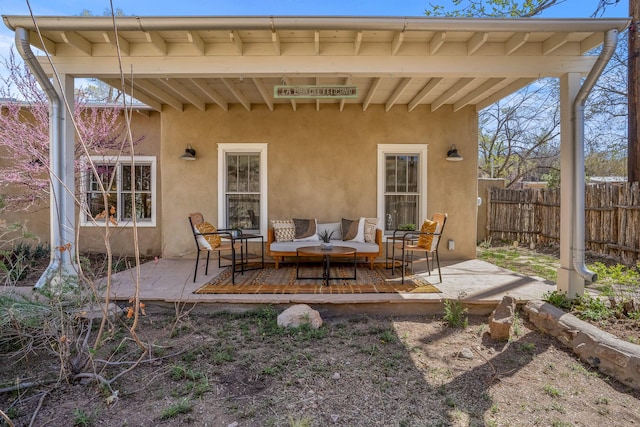 534 Hillside Ave, Santa Fe, NM 87501 - view of patio / terrace featuring fence and an outdoor living space