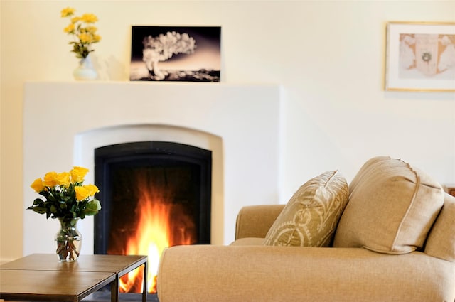 511 Armijo Unit C, Santa Fe, NM 87501 - interior space featuring a lit fireplace