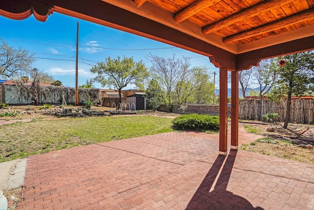 view of patio featuring a fenced backyard