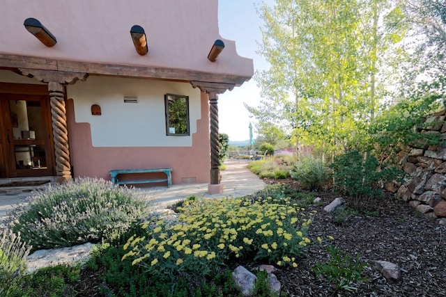 view of home's exterior with stucco siding