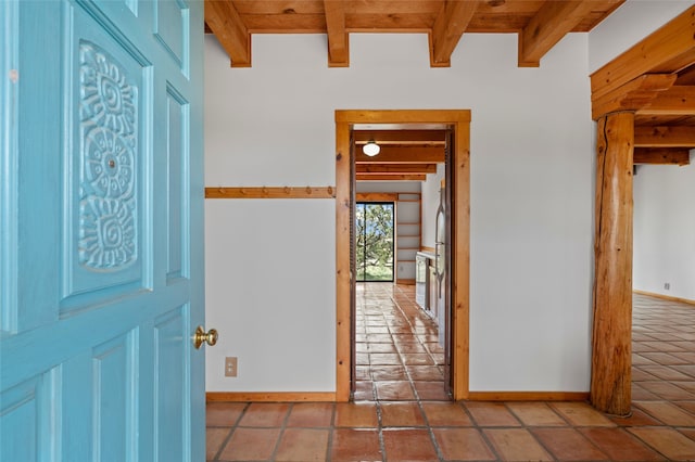 1 Jornada Loop, Santa Fe, NM 87508 - foyer entrance with beamed ceiling and baseboards