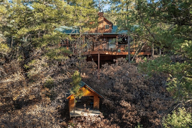 view of yard with a deck