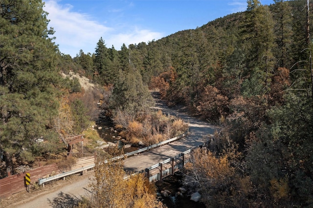 view of property's community featuring a forest view