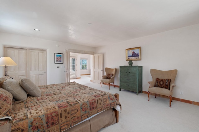 3101 Old Pecos Trl Unit 627, Santa Fe, NM 87505 - bedroom with baseboards, light carpet, and recessed lighting