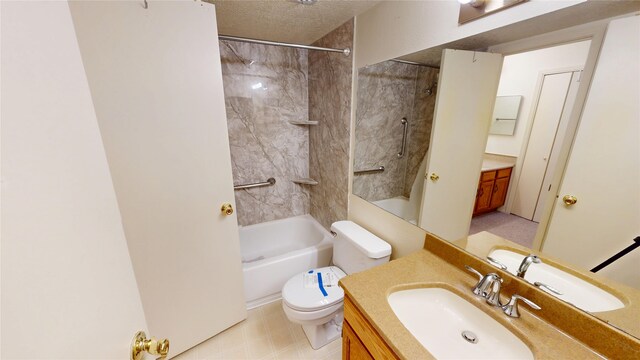 full bath with vanity, toilet, and shower / washtub combination