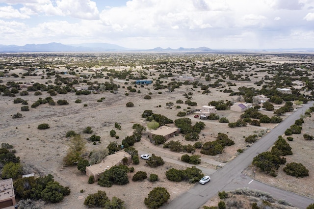 birds eye view of property featuring a rural view, a mountain view, and a desert view