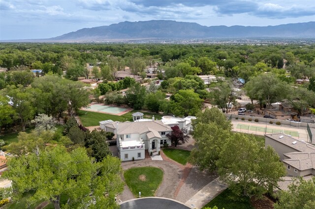 aerial view with a mountain view