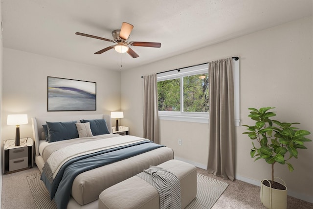 2141 44th St Unit C, Los Alamos, NM 87544 - bedroom featuring light colored carpet, baseboards, and a ceiling fan