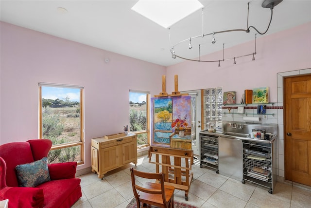 1 Azul Pl, Santa Fe, NM 87508 - office area with plenty of natural light, light tile patterned flooring, and beverage cooler