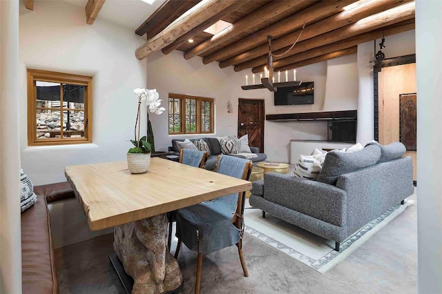 942 Canyon Unit A & B, Santa Fe, NM 87501 - dining space featuring beamed ceiling