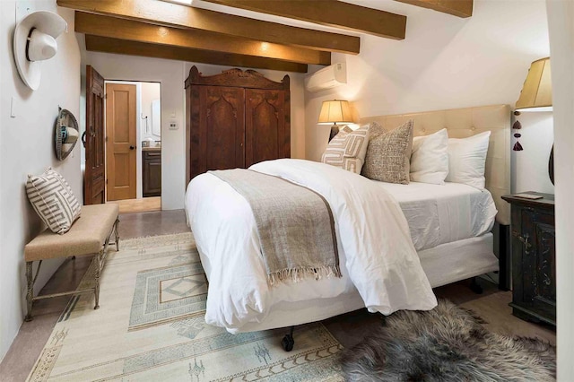 942 Canyon Unit A & B, Santa Fe, NM 87501 - bedroom featuring beam ceiling