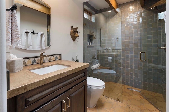 942 Canyon Unit A & B, Santa Fe, NM 87501 - full bath featuring vanity, toilet, and a stall shower