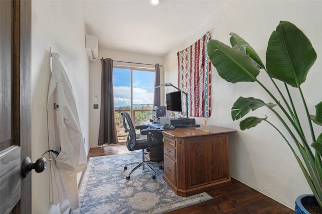 100 Rancho Alegre, Santa Fe, NM 87508 - office area with a wall mounted AC and dark wood-type flooring