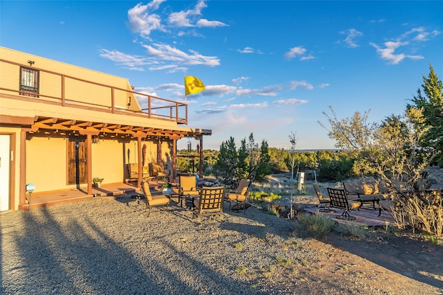 100 Rancho Alegre, Santa Fe, NM 87508 - view of yard with an outdoor hangout area, a patio, and a deck