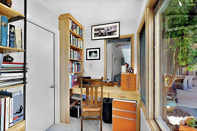 36 Green Meadow Loop, Santa Fe, NM 87506 - bedroom with wooden ceiling with exposed beams, an AC wall unit, recessed lighting, and ensuite bathroom