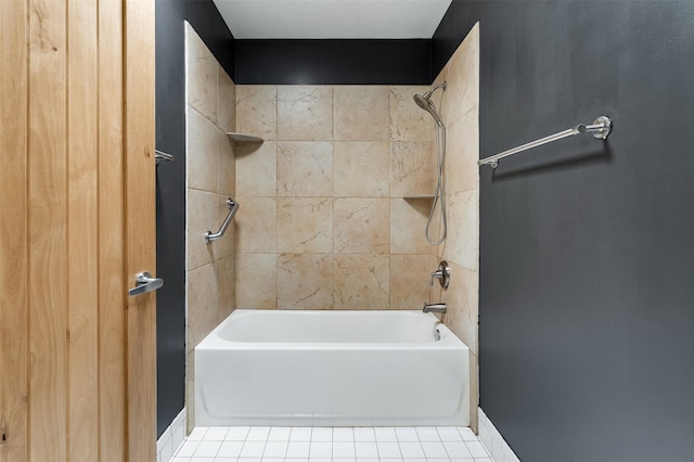 928 Los Lovatos Rd, Santa Fe, NM 87501 - bathroom with baseboards,  shower combination, and tile patterned floors