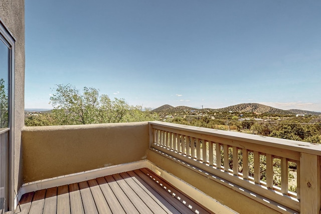 26 Apache Creek Rd, Santa Fe, NM 87505 - wooden deck with a mountain view