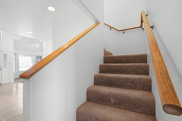 1905 Mendius, Los Alamos, NM 87544 - stairway with recessed lighting and tile patterned flooring