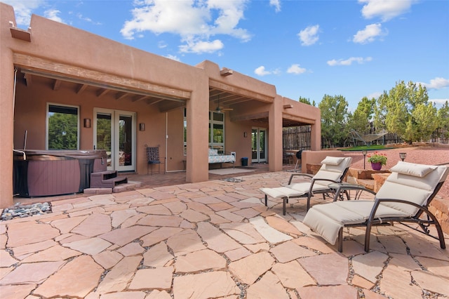 2 Tierra Grande, Santa Fe, NM 87506 - view of patio / terrace featuring a hot tub