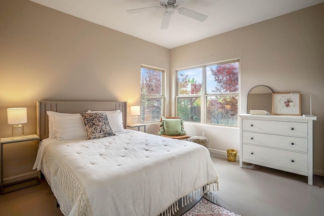 4548 Contenta Rdg, Santa Fe, NM 87507 - carpeted bedroom with baseboards and ceiling fan