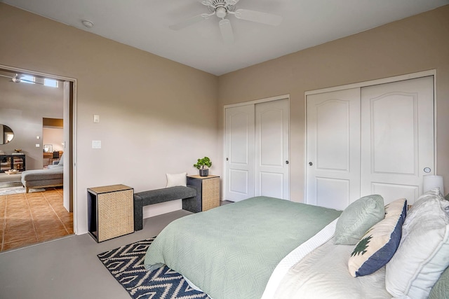 4548 Contenta Rdg, Santa Fe, NM 87507 - bedroom featuring two closets and ceiling fan