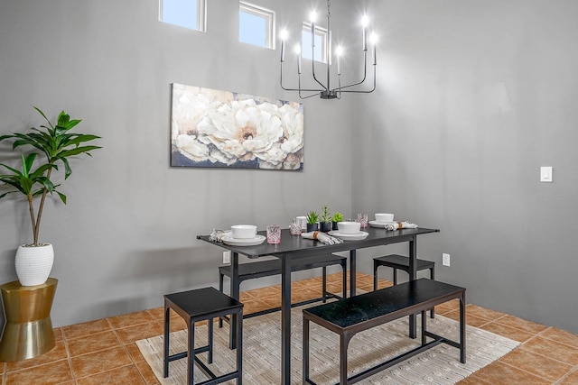 4548 Contenta Rdg, Santa Fe, NM 87507 - dining room featuring light tile patterned flooring and a chandelier